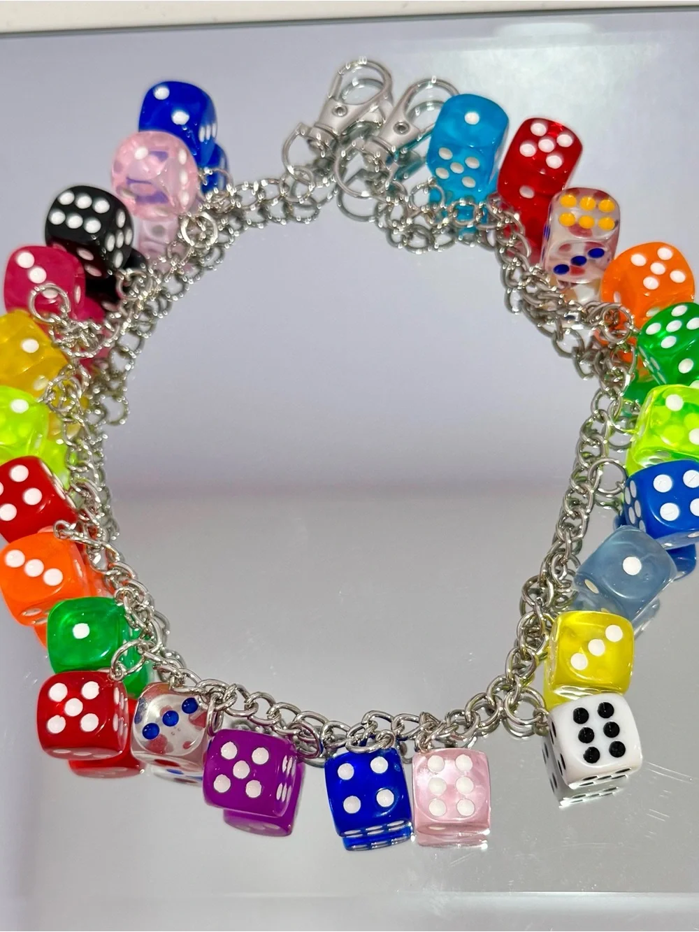 New Multicolor Dice Bag Chain 18 inches